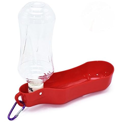 SOEKAVIA 500ml Folding Travel Water Bottle Bowl Portable Water Dispenser for Dog Cat Rabbit Guinea Pig and Other Animals -- Red ,500ML Cover