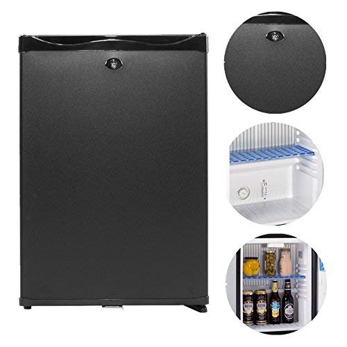 SMETA Mini Fridge No Noise: Absorption Refrigerator 12V/110V Portable for Dorm Office Truck Camper, with Lock, DC AC, 1.0 Cu.Ft, Black - Thumbnail 2
