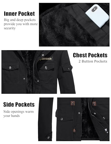 Magcomsen MCS9933D-153-BLACK-4XL-0 Winter Coats For Mens Military Parka Jacket Fleece Lined Winter Cargo Jackets Black L thumb #4