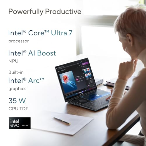 Image of ASUS Zenbook Duo Laptop, Dual 14 inch OLED WUXGA Touch Display, Intel Evo Certified, Intel Core Ultra 7 CPU, Intel Arc Graphics, 16GB RAM, 1TB SSD, Windows 11,UX8406MA-DS76T, Inkwell Gray