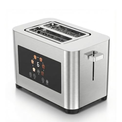 STARLYF Smart Toaster, Tostadora 2 Rebanadas con Pantalla Táctil LED, Ranuras Extra Anchas, 6 Niveles, Funciones Recalentar/Descongelar/Parada, Acero Inoxidable