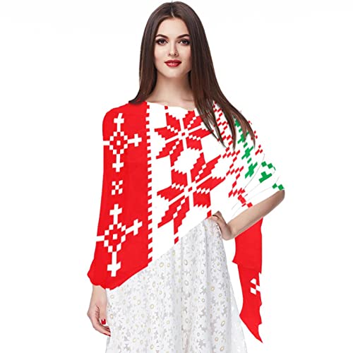 Bufanda de gasa ligera, suave, transparente, larga, para todas las estaciones, patrón navideño de punto colorido, 01, Varios colores