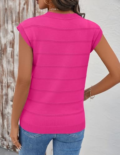 Image of AKEWEI Sweater Vest Women Sleeveless Knitted V Neck Cap Sleeve Pullover Tank Tops 2025 Summer Fall Fashion Causal Trendy
