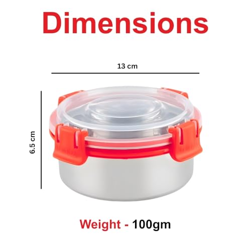 Image of Tanjiae Stainless Steel Lunch Snack Containers Set | Leak Proof 304 Stainless Steel Food Containers with Silicone Lids - Perfect Metal Lunch Box for School and Daycare (Red Snack Box, Pack of 6)
