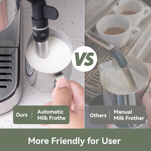 Image of Gevi Espresso Machine 20 Bar - Auto Milk Frother & Steam Wand, NTC Temp Control, Compact Stainless Steel Cappuccino Maker, Ideal for Coffee Lovers & Home Baristas