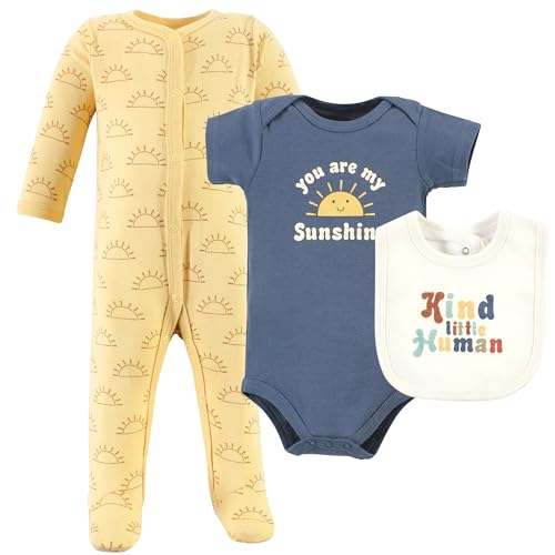 Image of Hudson Baby Unisex Cotton Sleep and Play, Bodysuit and Bandana Bib Set