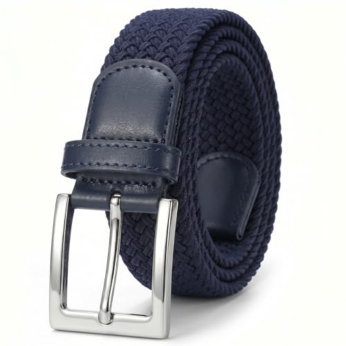 JASGOOD Unisexe Ceinture Tressée Élastique Homme Ceinture Élastique de Golf Ceinture Tissus Extensible pour Homme et Femme,Bleu,115cm