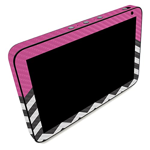 Image of MightySkins Carbon Fiber Skin Compatible with Amazon Echo Show 8 (Gen 2) - Hot Pink Chevron | Protective, Durable Textured Carbon Fiber Finish | Easy to Apply