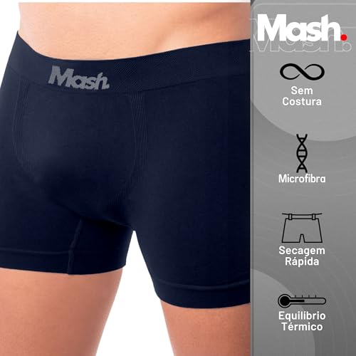 MASH Kit 2 Cueca Boxer Microfibra Poliamida Sem Costura Alongada Secagem Rápida Confortável, 1 Azul