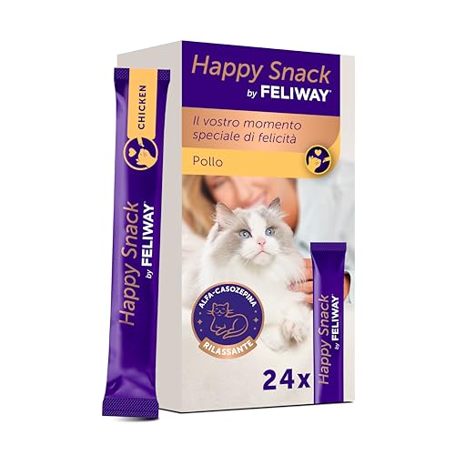 Happy Snack by FELIWAY – Gustosi snack calmanti per gatti, 24 stick – Aiuta il tuo gatto a sentirsi più tranquillo e rafforza il legame tra di voi.