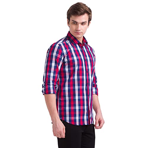 Image of Parx Men's Full Sleeve Slim Fit Dark Blue Casual Shirt