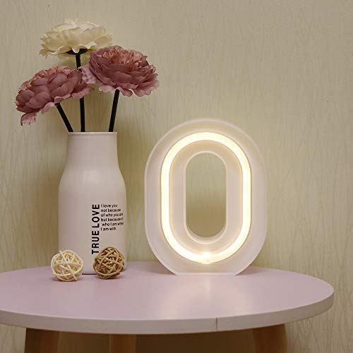 GUOCHENG - Luces LED de neón para letras de alfabeto, luz de letra, batería y USB Power Marquee, luces de neón para Navidad, boda, hogar, fiesta, decoración O