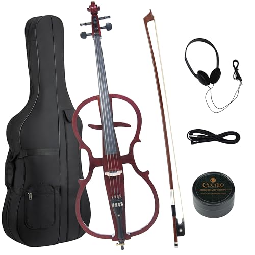 Cecilio CECO-1DW Ebony Electric Silent Metallic Mahagony Cello in Style 1, Size 4/4 (Full Size)