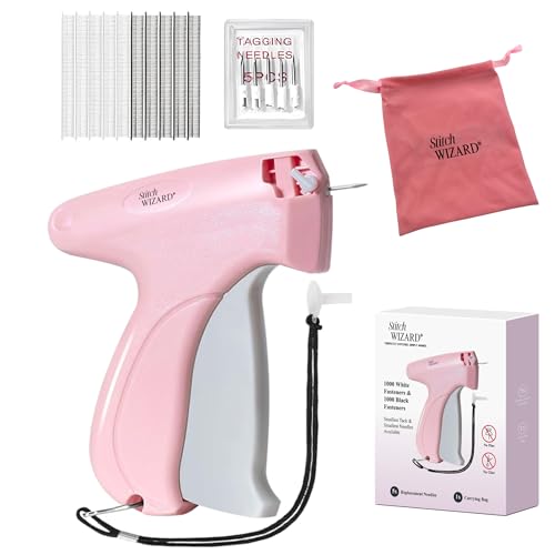 Stitch Gun for Clothes - Mini Sewing Micro Tagging Gun - Handheld Stitch Gun Quick Clothing Fixer - Includes 6 Needle, 1000 Black Fasteners & 1000 White Fasteners