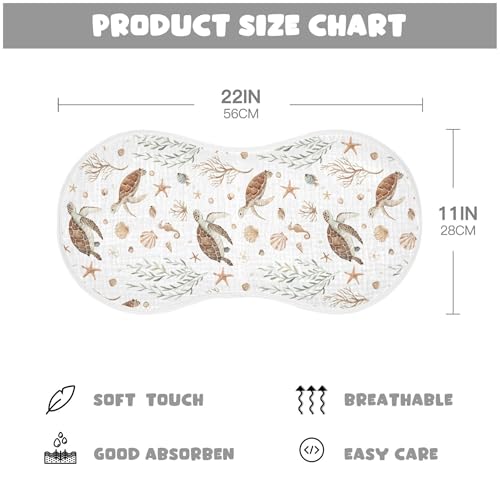 Burbuja Ocean Turtle Muslin Baby Burp Cloths, Soft & Absorbent Cotton Burping Rags for Newborn Boys & Girls, 2 Pack2