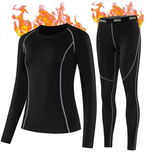 ZDQ Conjunto Ropa Interior Térmica Mujer Transpirable Manga Larga...