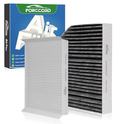 Forccord Cabin Air Filter Kit Fits for Mercedes C300 2015-2023, GLC300 2016-2022, E300 2017-2019, E350 2020-2023, E450 2021-2023 Replacement 2058350147 1668300218 External & Internal