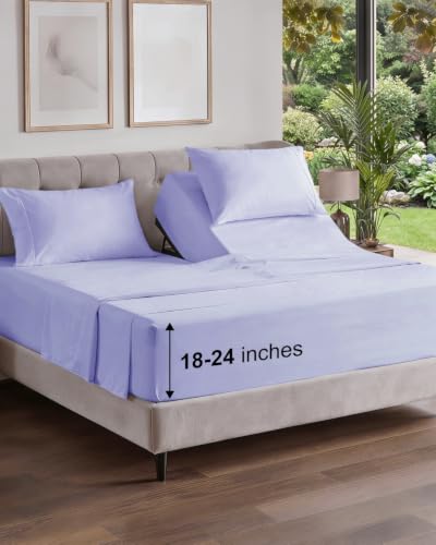 Image of Flex Top Split Head King Sheet Set - 4 Piece Extra Deep Sheets - Lavender