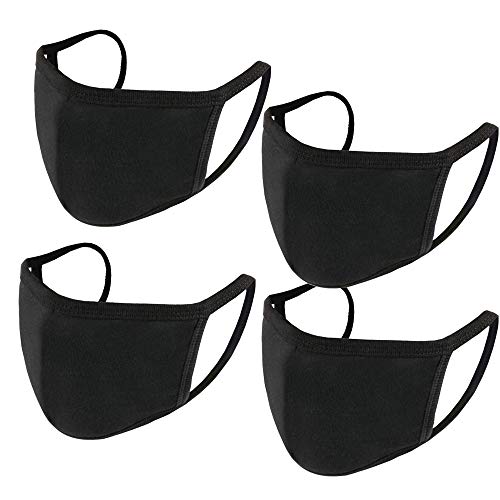 FASHIONOLIC 4 Pack Fashion Protective Face Mask, Unisex Anti Dust 100% Cotton Mouth Mask, Washable, Reusable
