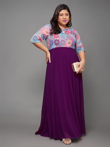 Image of Miss Chase A+ Women's V-Neck Three-Quarter Sleeve Floral Wrap Chiffon Midi Dress