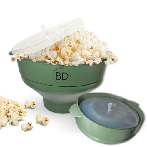 Cuenco Palomitera Pop Corn de Silicona para preparar palomitas en Microondas: Cocción Saludable en Minutos-Tazón extra grande y plegable