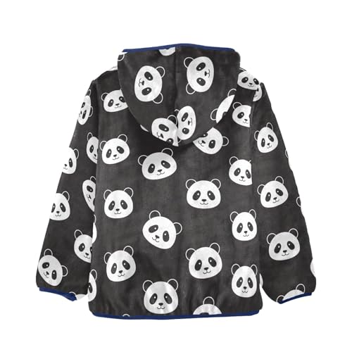 CHIFIGNO Black White Panda Faces Boy Thick Soft Sweatshirt Jacket with Polar Fleece Lining 3T2