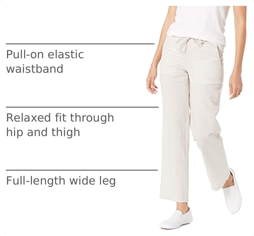 Image of Amazon Essentials Women's Linen Blend Drawstring Relaxed Fit Wide Leg Pants (Available in Plus Size)