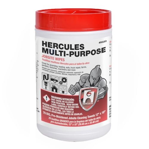 Oatey Hercules 12 in. x 10 in. Multi-Purpose Jobsite Wipes, Dispenser Tub of 70 Towels 45333-1 Each
