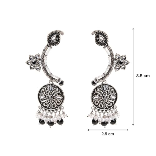 Oxidised Chaand Ambi Beaded Earrings Anti Tarnish, Light Weight
