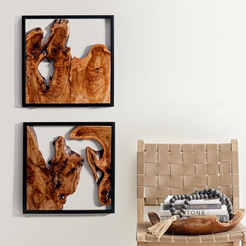 WELLAND 2 Pieces Rustic Cedar Wall Sculptures, Live Edge Wall Art...