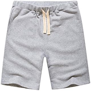 Leward Men's Casual Classic Fit Cotton Gym Short (XXL, Gray)
