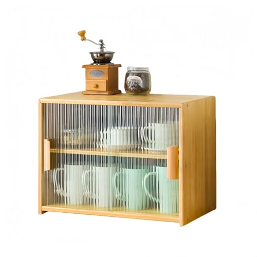 JORERAORMES卓上食器棚収納棚アクリル扉ミニキャビネットキッチン収納防塵安定性キッチン収納家庭用一人暮らし用ノルディックスタイル (長さ 45cm(棚板付き),げんしょく)