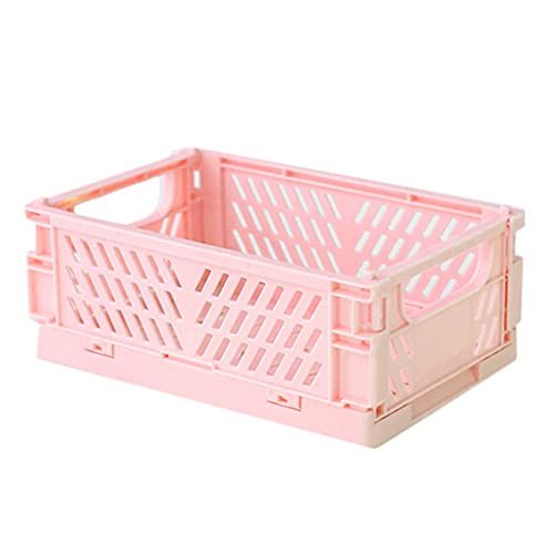 BCDZZ Boîte de Rangement Pliable en Plastique Petites caisses de Rangement Pliables durables Portables Panier Pliable pour conteneur cosmétique,Rose Cover
