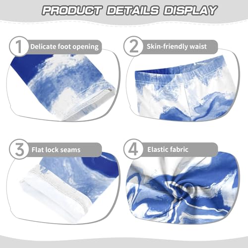 Girls' Leggings Ankle Length Printed Leggings Watercolor Blue Liquid Soft Comfortable Pants for Kids 4-10 Years4