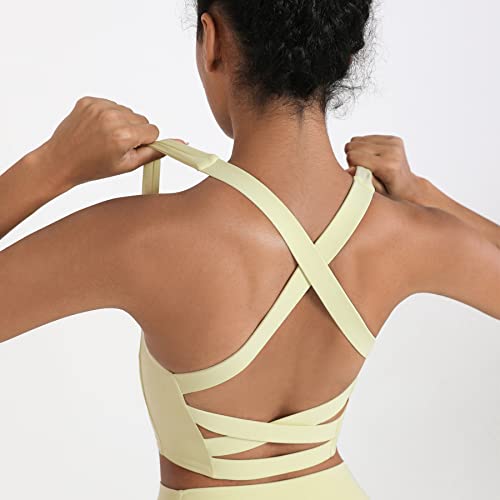Image of romansong Strappy Yoga Sports Bras for Women Padded Criss-Cross Back Tank Tops