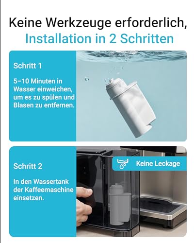 Foto von AQUA CREST Wasserfilter Ersatz für Brita® Intenza; Siemens® TZ70033, TCZ7003, EQ. Serie; Bosch® 12008246 - einschließlich Verschiedener Modelle von Neff® & Gaggenau®, PFAS, PFOA/PF0S Reduzieren(6)