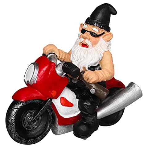 Funny Garden Gnome Decoration Riding Motorcycle Statues Naughty Figurines Outdoor Indoor Lawn Yard Patio Sculptures Resin Cover