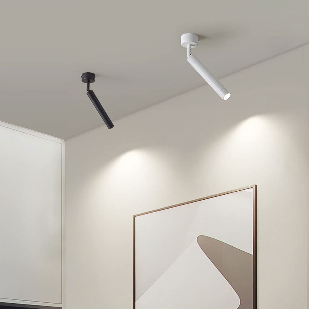 Foco de Techo Expractado, Ángulo Ajustable de un Solo Acento Lighting Interior, Moderno Simple Superficie Soportes Soportes Direccionales para la Isla de la Cocina Barra de Habitaciones Ga