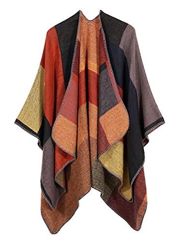 ORANDESIGNE Ponchos Capes Femme Élégant Poncho avec Franges Cape Tricoté