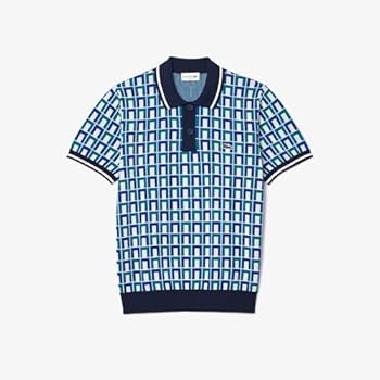 LEOPARD JACQUARD KNIT POLO SHIRT【BLUE】 Men's blue leopard jacquard V-neck knitted polo shirt – OXKnit