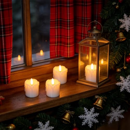 Image of White Flameless Votive Candles Battery Operated with Remote Timer
