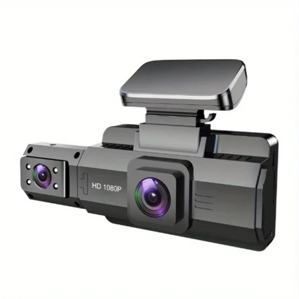 3-Inch Screen Dash Cam: 170° Wide Angle, 1080P HD Dual Lens with Night Vision for Front &amp; Interior