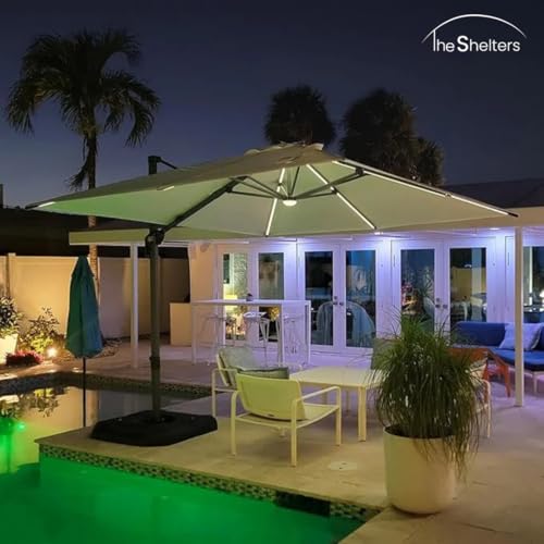 Image of THESHELTERS - Premium Garden Umbrella 360 Degree Rotating Stylish and Durable Outdoor Garden Umbrella with Heavy-duty Water Base (95Kgs)- Patio and Lawn Umbrella, 2.5x2.5m Big Size Outdoor Umbrella with Stand