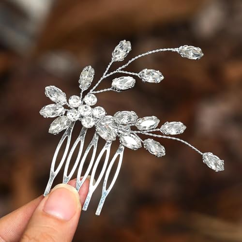 CASDRE Rhinestone Wedding Hair Comb Crystal Hair Accessories for Women (A Silver)