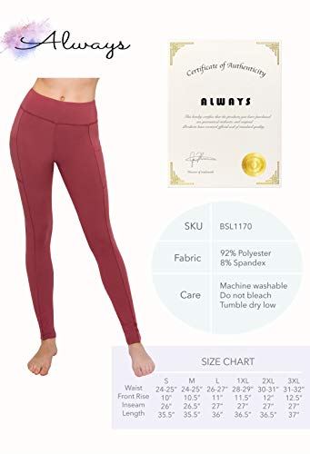 ALWAYS Women's High Waist Yoga Pants - Premium Soft Tummy Control Workout Stretch Solid Pants with Pockets Navy S - image 7