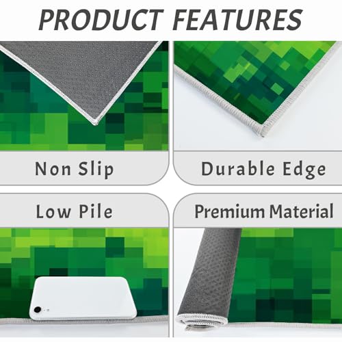 Tapis de cuisine lavable et antidérapant lot de 2 vert émeraude géométrique