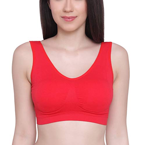 Image of GLAMORAS Women Nylon Elastane Lightly Padded Non Wired U Back Sports Bra | Seamless Stretchy Low Impact Yoga Workout Bra with Removable Pads - Size- Small to 4XL