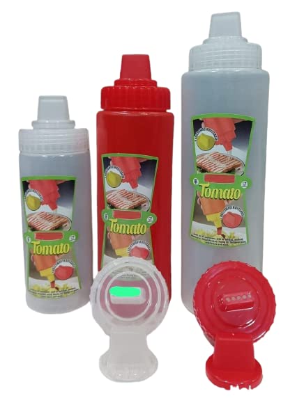 UNEQUETREND Puthak Squeeze Bottle 5 Holes Ketchup Mustard Salad Dressing Seasoning Squeezer Suitable for Family Restaurant Bakery (750ml, White)