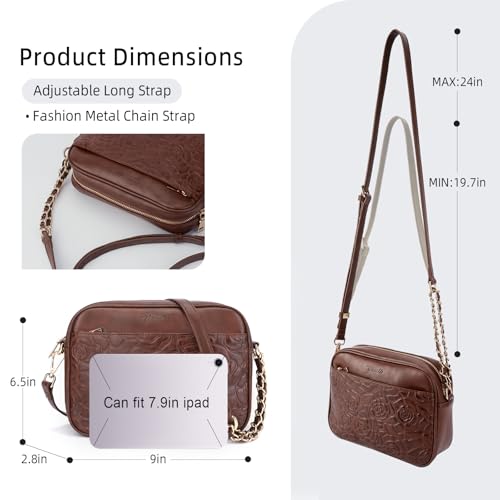 Crossbody Bags for Women, Vegan Leather Crossbody Purse Embossed Design Womens Purses Shoulder Handbags with Strap3