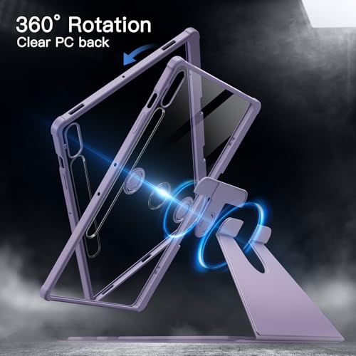 Image of JETech Rotating Cover Case for Samsung Galaxy Tab S10+ 2024 /Tab S9 FE+ /S9+ 2023 12.4-Inch with S Pen Holder, 360 Degree Rotation Protective Stand Cover Clear Back, Auto Wake /Sleep (Lavender)